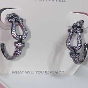 Western Wonder ER12858 Diamond CZ Hematite Plating Hoops Bomb Party BP